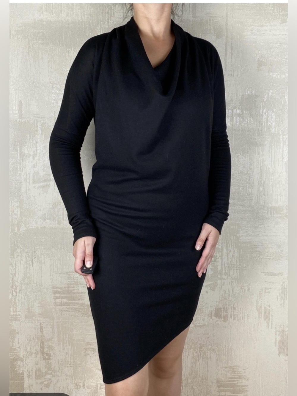 Helmut Lang Cowl Neck Black Dress Size P